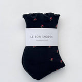 Petal Ruffled Hugger Crew Socks (Black Petal)