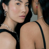 Maeva Earrings + Small Drop Charm: Ink / Sterling Silver