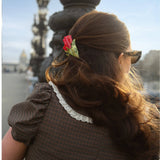 Hand-painted Vintage Tulips Claw Hair Clip | Eco-Friendly: Red