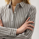 Palermo Button Up (Black/White Stripe)