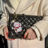 Hand-painted Lucky Cat Bag Charm & Keychain | Eco-Friendly