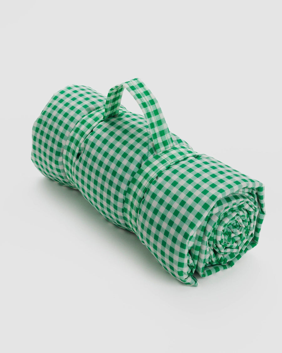 Puffy Picnic Blanket (Green Gingham)
