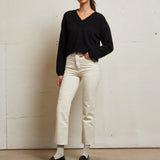 Addie Cotton Oversized V-Neck Sweater (True Black)