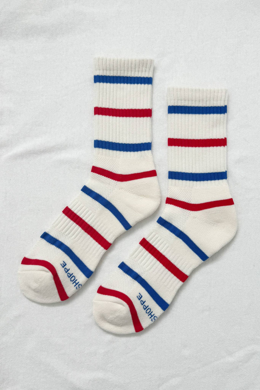 Striped Boyfriend Socks: Pink White Stripe