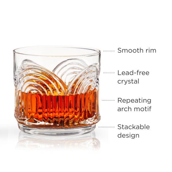 Deco Beau Crystal Lowball Tumblers - Set of 4