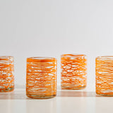 Mexican Handblown Glasses (Orange Swirl)