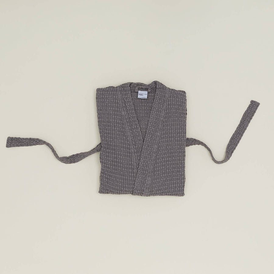 SIMPLE WAFFLE BATHROBE - DARK GREY: SMALL