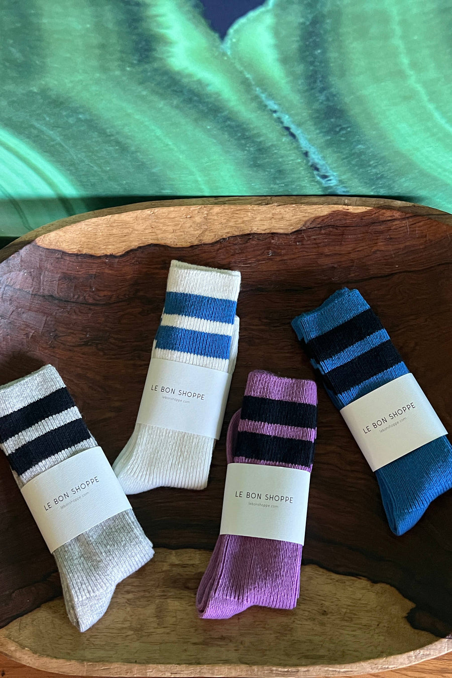 Grandpa Varsity Socks: Black/Sugar Stripe