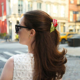 Hand-painted Vintage Tulips Claw Hair Clip | Eco-Friendly: Red