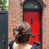 Hand-painted Limited Edition Monarch Butterfly Claw Hair Clip | Eco-Friendly: Silver