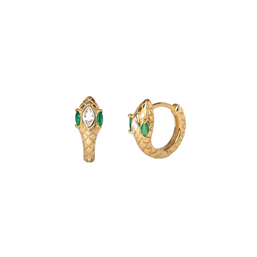 Draco Snake Emerald Eye Hoop Earrings
