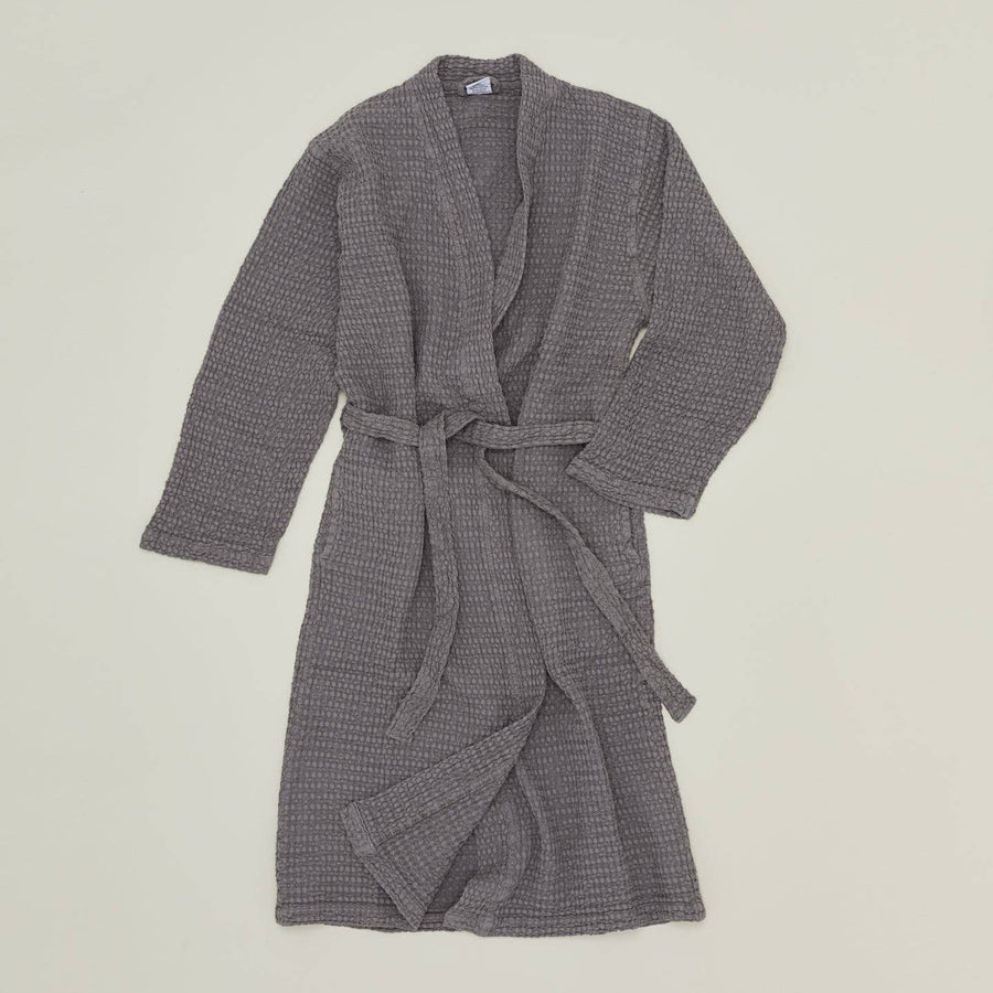 SIMPLE WAFFLE BATHROBE - DARK GREY: LARGE