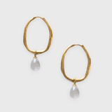 Romy Hoops + Small Drops: Hibiscus / Gold Plated Brass (1 micron), Glass