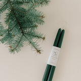 100% Beeswax Dipped Taper Candles | All Natural, Handmade (Forest Green / Standard 10" Long)