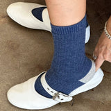Wool Waffled Socks (Denim / Stone)
