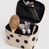 Large Cosmetic Case (Cream and Black Polka Dot)