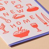Happy New Home Letterpress Food Icons Housewarming Card- Made in USA