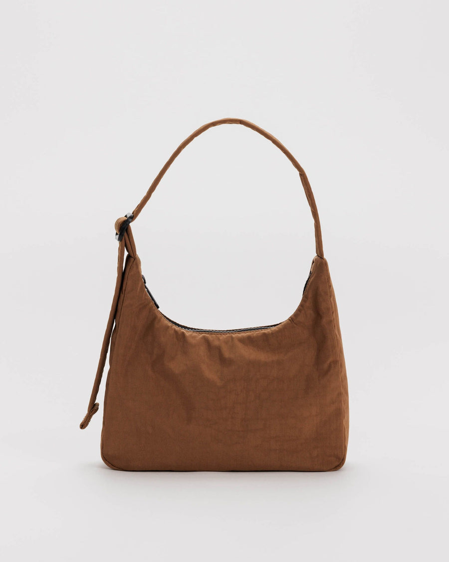 Mini Nylon Shoulder Bag (Brown)