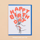 Birthday Balloons Letterpress Greeting Card- Made in USA