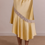 Delphia Satin Midi Skirt (Yellow)