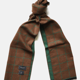 Brushed Silk Window-Pane Scarf (Brown/Green)