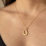 Good Luck Horseshoe Charm Necklace in Gold