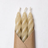 Sand Beeswax Taper Candles Set of 3: Spiral