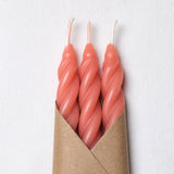 Peach Fuzz Beeswax Taper Candles Set of 3: Spiral Taper
