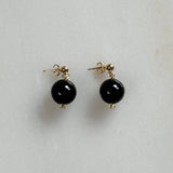 Droplet Onyx Stud Earrings - Gold