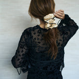 "Maxi Flower" Double-Layer Oversized Silk Scrunchie - Tan: Tan