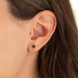 Trio Black CZ Stud Earrings in Gold