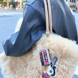 Hand-painted Lucky Dice Bag Charm + Keychain | Eco-Friendly: Pink