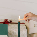 100% Beeswax Dipped Taper Candles | All Natural, Handmade (Forest Green / Standard 10" Long)