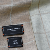 Brushed Silk Window-Pane Scarf (Beige/Heather Grey)