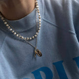 Frosted Pearl Necklace: 16"