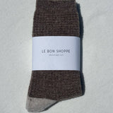 Wool Waffled Socks (Brown / Oatmeal)