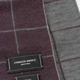 Brushed Silk Window-Pane Scarf (Purple/Charcoal)