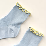 The Petite Ruffled Modal Socks (Baby Blue/Butter)