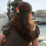 Hand-painted Vintage Tulips Claw Hair Clip | Eco-Friendly: Red