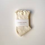 Ruffled Hugger Crew Socks  (Vanilla/Red)