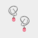 Maeva Earrings + Small Drop Charm: Ink / Sterling Silver