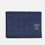 Brushed Silk Window-Pane Scarf (Navy/Black)