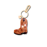 Hand-painted Daisy Cowboy Boot Bag Charm + Keychain