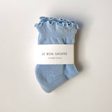 Ruffled Hugger Crew Socks  (Periwinkle/Red)