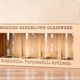 Handblown Mexican Highball Glasses - Clear: With Gift Box