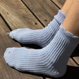 Linen Scallop Socks (Pale Blue)