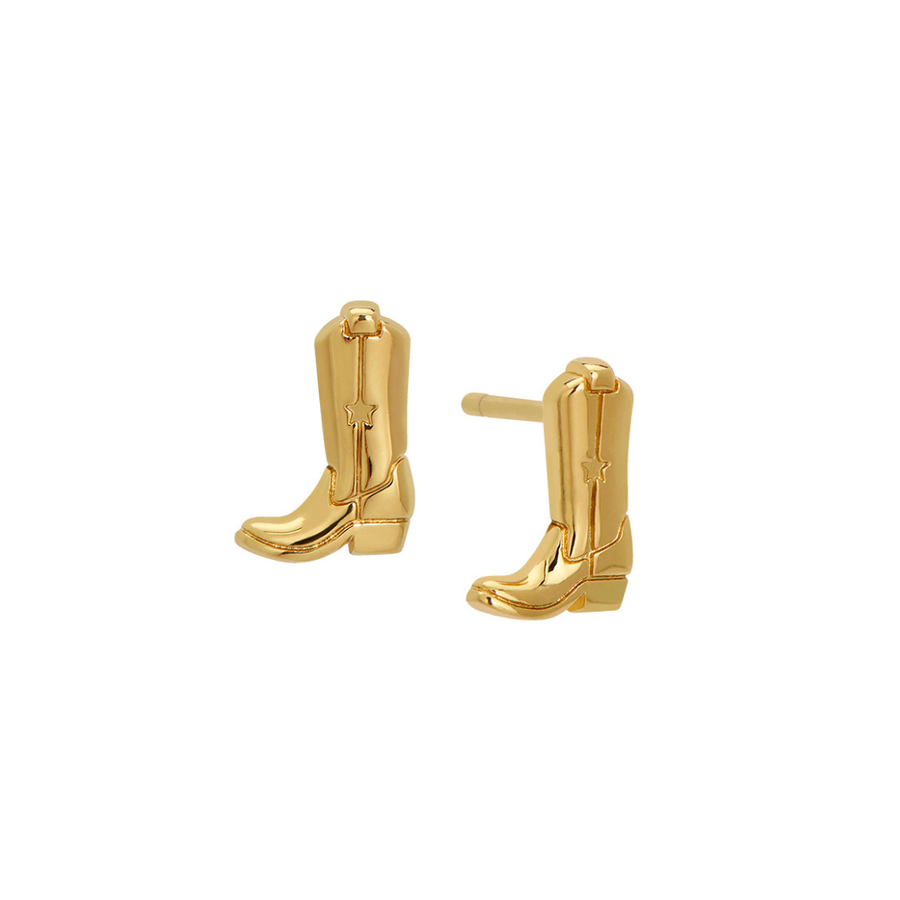 Cowgirl Boot Stud Earrings in Gold