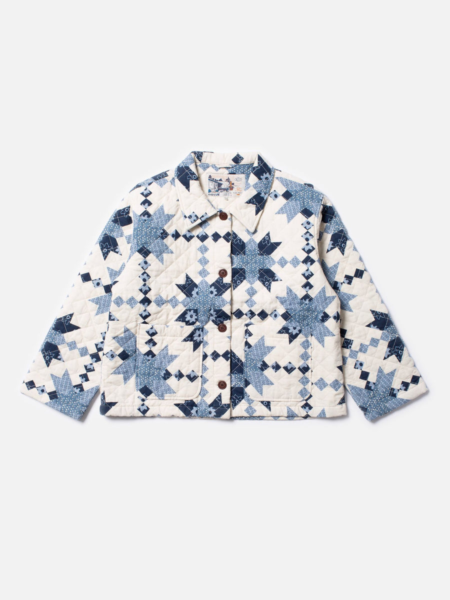 Signe Quilted Cotton Jacket (OffWhite/Blue)