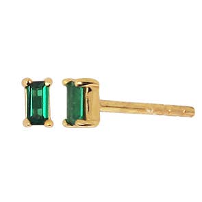 Dara Emerald CZ Baguette Stud Earrings in Gold