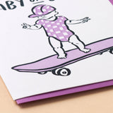 Baby on Board Skateboard Letterpress Baby Pregnancy Card- Made in USA